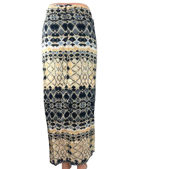 Zara Multicolor Printed Lightweight Tie Front High Slit Boho Midi Skirt Size M - Picture 5 of 8